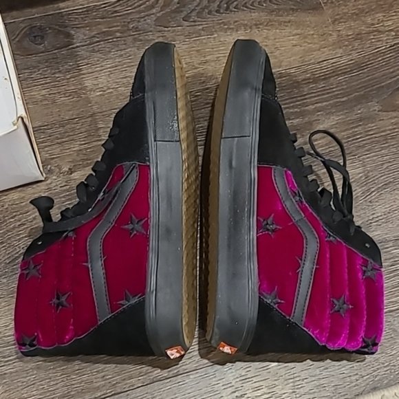 🔥RARE Supreme X Vans Sk8-Hi Velvet Stars Pink Black Mens - Picture 6 of 13